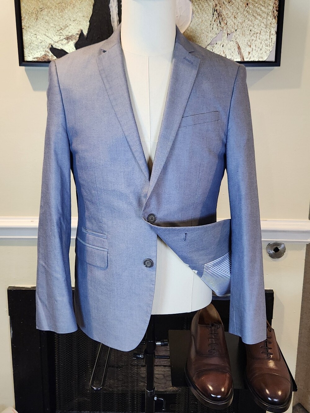 EXPRESS Light Blue Men's Blazer - Classic Tailored Fit SIZE 38 Short